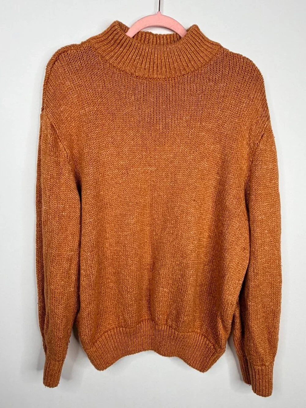2/$30 Aerie Chunky Mock Neck Pullover Sweater Rust Orange Large #A3279